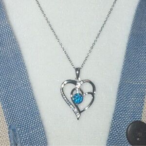 OLD RUBIN 725 STERLING SILVER 18” CHAIN & BLUE CZ STONE